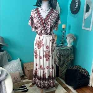 Knox Rose Red and White Patterned Maxi Dress